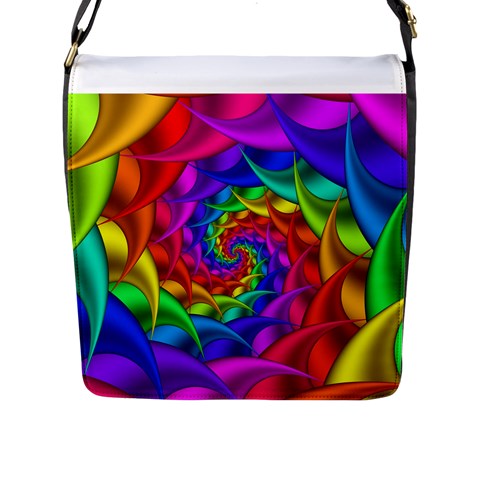 Psychedelic Rainbow Spiral Flap Closure Messenger Bag (L) from ArtsNow.com Front