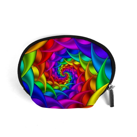 Psychedelic Rainbow Spiral Accessory Pouch (Small) from ArtsNow.com Front