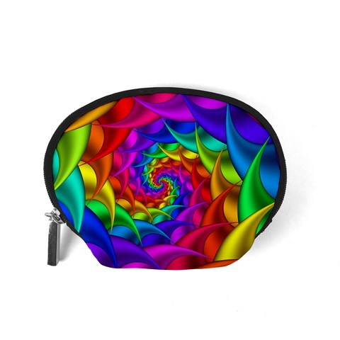 Psychedelic Rainbow Spiral Accessory Pouch (Small) from ArtsNow.com Back