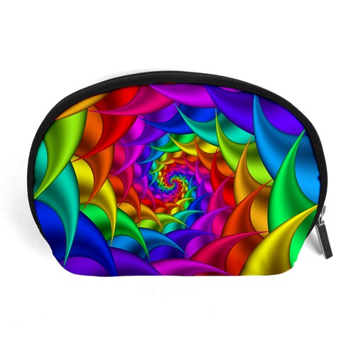 Psychedelic Rainbow Spiral Accessory Pouch (Large) from ArtsNow.com Front