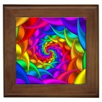 Psychedelic Rainbow Spiral Framed Tile