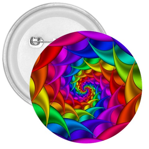 Psychedelic Rainbow Spiral 3  Button from ArtsNow.com Front