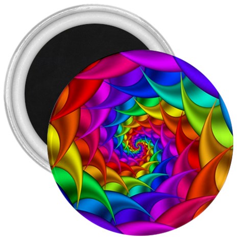 Psychedelic Rainbow Spiral 3  Magnet from ArtsNow.com Front