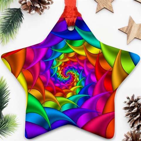 Psychedelic Rainbow Spiral Ornament (Star) from ArtsNow.com Front