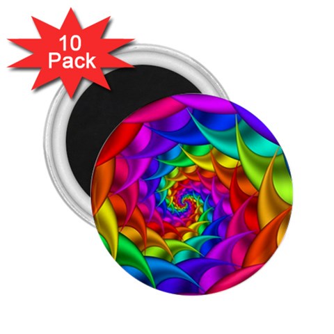 Psychedelic Rainbow Spiral 2.25  Magnet (10 pack) from ArtsNow.com Front