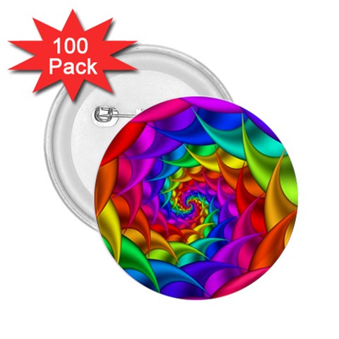 Psychedelic Rainbow Spiral 2.25  Button (100 pack) from ArtsNow.com Front