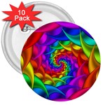 Psychedelic Rainbow Spiral 3  Button (10 pack)