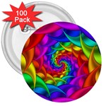 Psychedelic Rainbow Spiral 3  Button (100 pack)