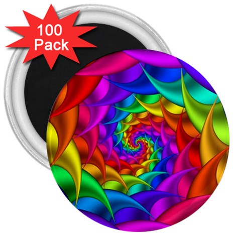 Psychedelic Rainbow Spiral 3  Magnet (100 pack) from ArtsNow.com Front