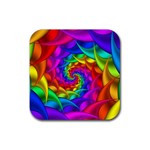 Psychedelic Rainbow Spiral Rubber Coaster (Square)