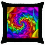 Psychedelic Rainbow Spiral Throw Pillow Case (Black)