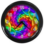 Psychedelic Rainbow Spiral Wall Clock (Black)