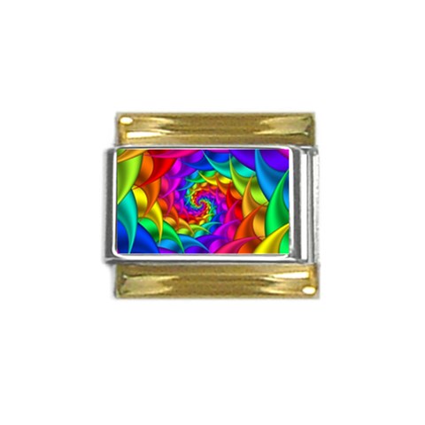 Psychedelic Rainbow Spiral Gold Trim Italian Charm (9mm) from ArtsNow.com Front