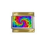 Psychedelic Rainbow Spiral Gold Trim Italian Charm (9mm)