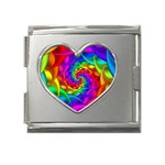 Psychedelic Rainbow Spiral Mega Link Heart Italian Charm (18mm)