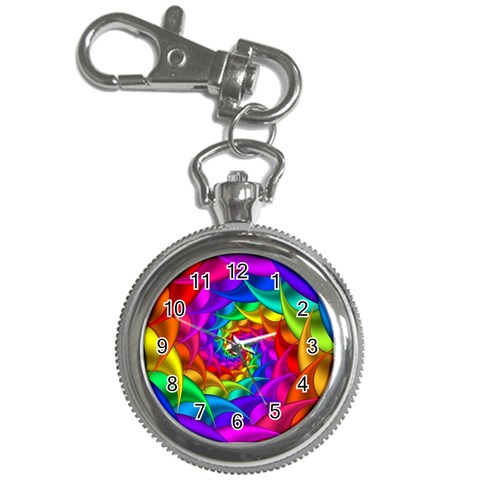 Psychedelic Rainbow Spiral Key Chain Watch from ArtsNow.com Front