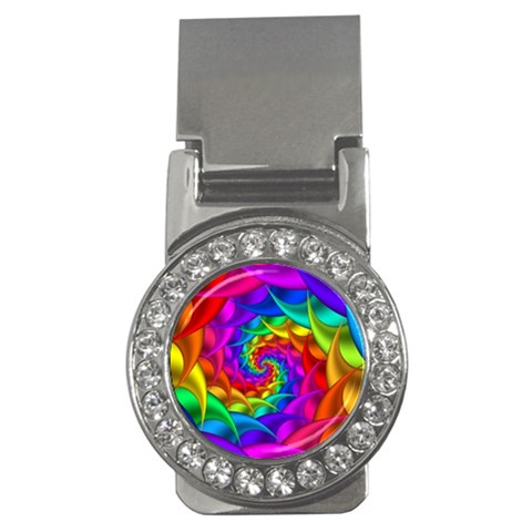 Psychedelic Rainbow Spiral Money Clip (CZ) from ArtsNow.com Front