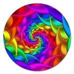 Psychedelic Rainbow Spiral Magnet 5  (Round)