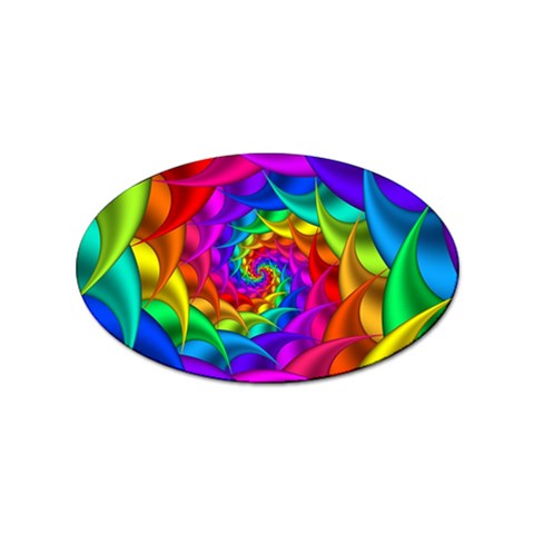 Psychedelic Rainbow Spiral Sticker Oval (10 pack) from ArtsNow.com Front