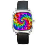 Psychedelic Rainbow Spiral Square Metal Watch