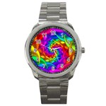 Psychedelic Rainbow Spiral Sport Metal Watch