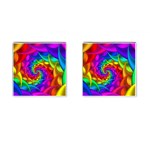 Psychedelic Rainbow Spiral Cufflinks (Square)