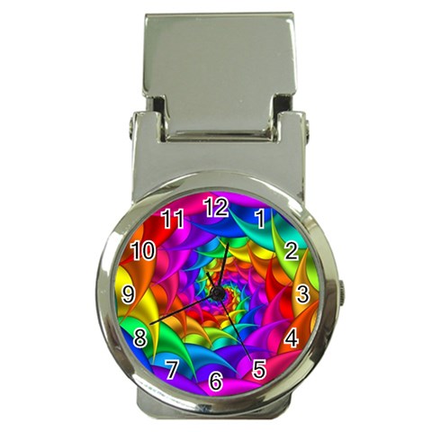 Psychedelic Rainbow Spiral Money Clip Watch from ArtsNow.com Front