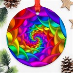 Psychedelic Rainbow Spiral Round Ornament (Two Sides)