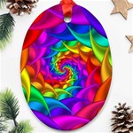 Psychedelic Rainbow Spiral Oval Ornament (Two Sides)