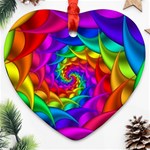 Psychedelic Rainbow Spiral Heart Ornament (Two Sides)