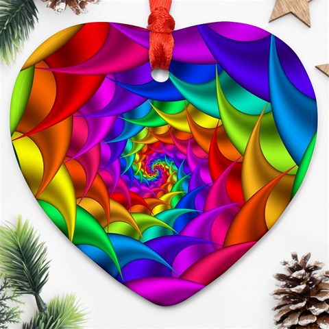 Psychedelic Rainbow Spiral Heart Ornament (Two Sides) from ArtsNow.com Back