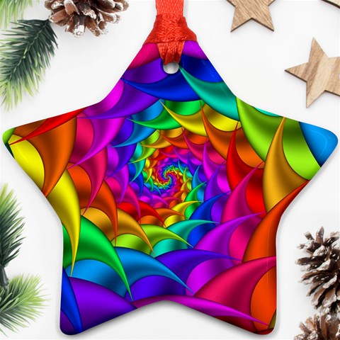 Psychedelic Rainbow Spiral Star Ornament (Two Sides) from ArtsNow.com Back