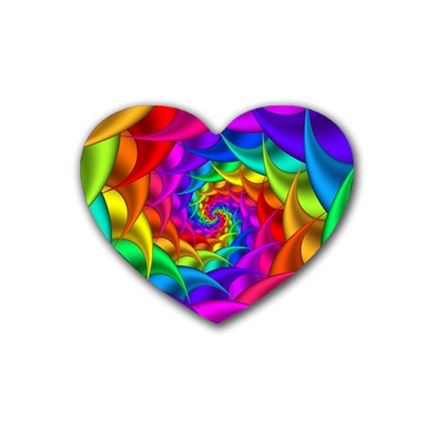 Psychedelic Rainbow Spiral Heart Coaster (4 pack) from ArtsNow.com Front