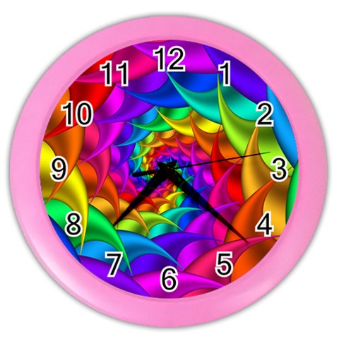 Psychedelic Rainbow Spiral Color Wall Clock from ArtsNow.com Front