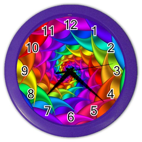 Psychedelic Rainbow Spiral Color Wall Clock from ArtsNow.com Front