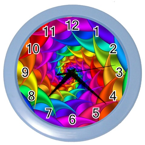 Psychedelic Rainbow Spiral Color Wall Clock from ArtsNow.com Front