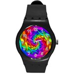 Psychedelic Rainbow Spiral Round Plastic Sport Watch (M)