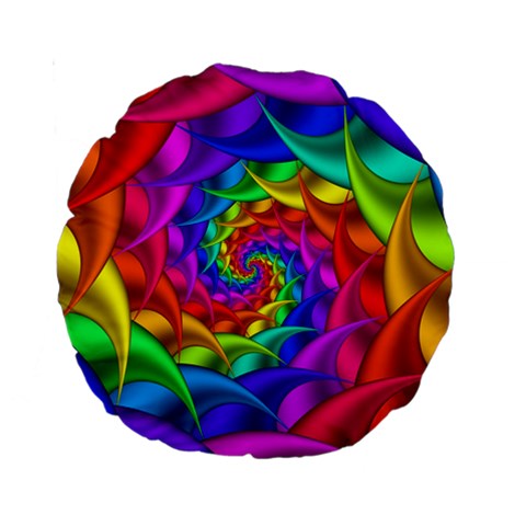 Psychedelic Rainbow Spiral Standard 15  Premium Round Cushion  from ArtsNow.com Front