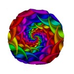 Psychedelic Rainbow Spiral Standard 15  Premium Round Cushion 