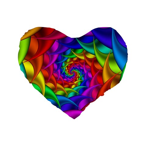 Psychedelic Rainbow Spiral Standard 16  Premium Heart Shape Cushion  from ArtsNow.com Front