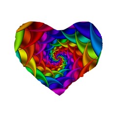 Psychedelic Rainbow Spiral Standard 16  Premium Heart Shape Cushion  from ArtsNow.com Front