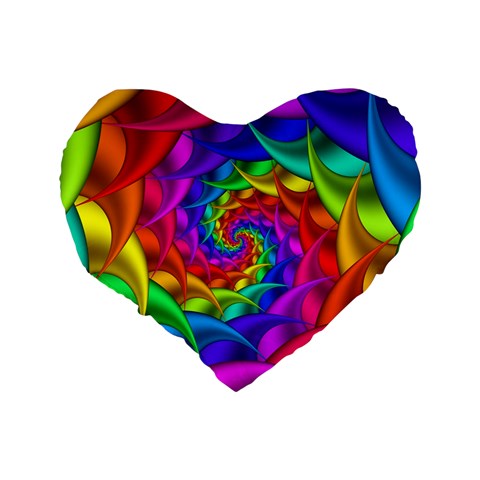 Psychedelic Rainbow Spiral Standard 16  Premium Heart Shape Cushion  from ArtsNow.com Back