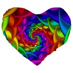 Psychedelic Rainbow Spiral Large 19  Premium Heart Shape Cushion