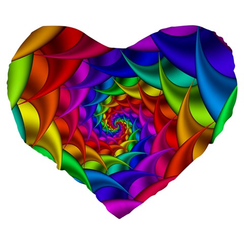 Psychedelic Rainbow Spiral Large 19  Premium Heart Shape Cushion from ArtsNow.com Back