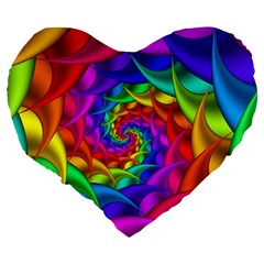 Psychedelic Rainbow Spiral Large 19  Premium Heart Shape Cushion from ArtsNow.com Back