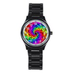 Psychedelic Rainbow Spiral Stainless Steel Round Watch