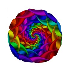 Psychedelic Rainbow Spiral Standard 15  Premium Flano Round Cushion  from ArtsNow.com Front