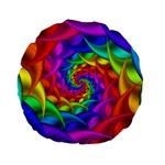 Psychedelic Rainbow Spiral Standard 15  Premium Flano Round Cushion 