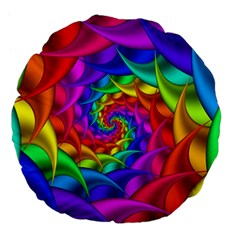 Psychedelic Rainbow Spiral Large 18  Premium Flano Round Cushion  from ArtsNow.com Back