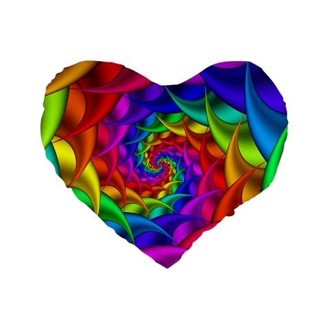 Psychedelic Rainbow Spiral Standard 16  Premium Flano Heart Shape Cushion  from ArtsNow.com Front